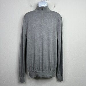 J.Crew Sweater Men XL Tall Grey Merino Wool Long Sleeve‎ 1/4 Zip Preppy Business